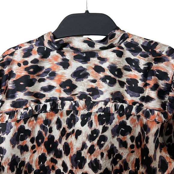 Traffic People NWT Self Tie Leopard Print Blouse S - Picture 5 of 8